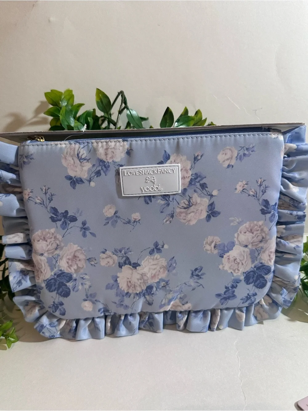 LoveShackFancy Floral Ruffle Accessory Pouch - Everblooming Rosettes Roses